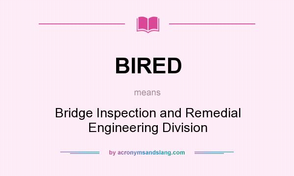 What does BIRED mean? It stands for Bridge Inspection and Remedial Engineering Division