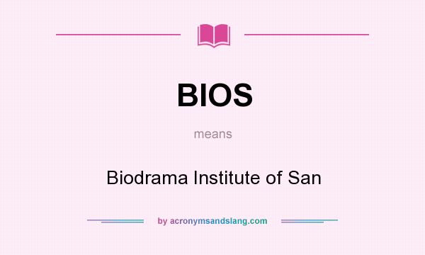 What does BIOS mean? It stands for Biodrama Institute of San