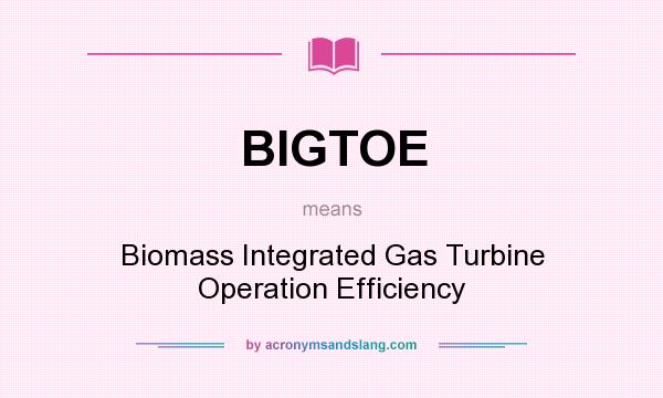 What does BIGTOE mean? It stands for Biomass Integrated Gas Turbine Operation Efficiency
