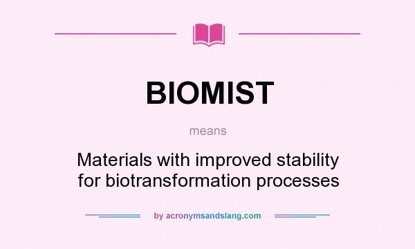 What does BIOMIST mean? It stands for Materials with improved stability for biotransformation processes