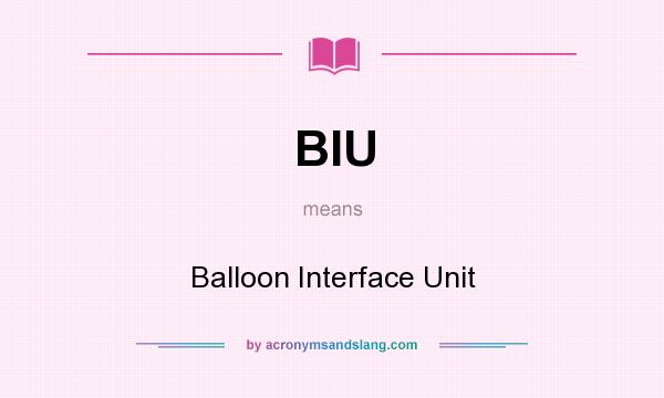 What does BIU mean? It stands for Balloon Interface Unit