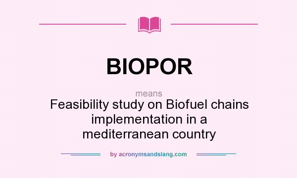 What does BIOPOR mean? It stands for Feasibility study on Biofuel chains implementation in a mediterranean country