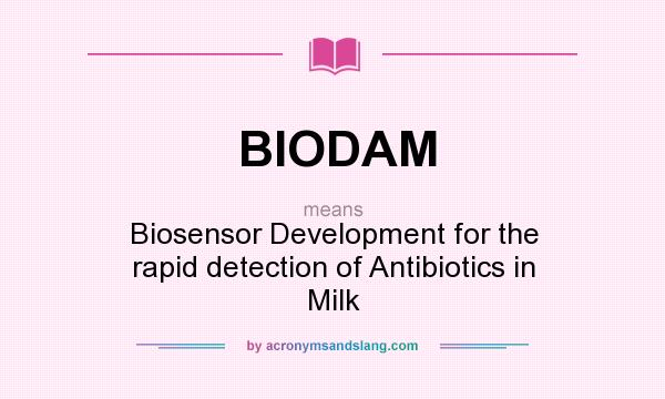 What does BIODAM mean? It stands for Biosensor Development for the rapid detection of Antibiotics in Milk