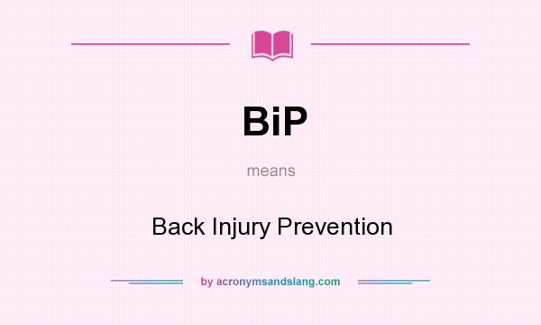 What does BiP mean? It stands for Back Injury Prevention