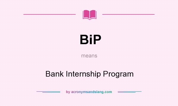 What does BiP mean? It stands for Bank Internship Program