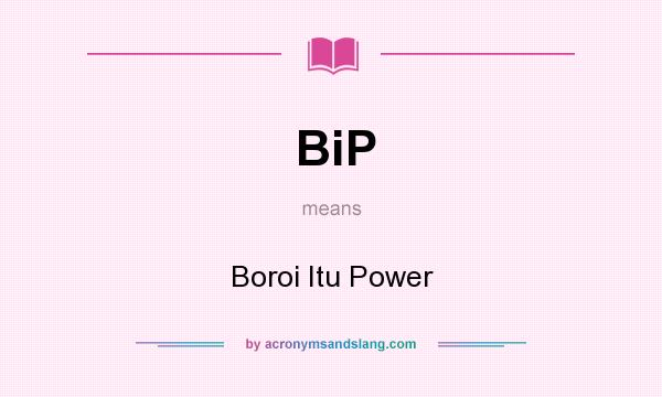 What does BiP mean? It stands for Boroi Itu Power