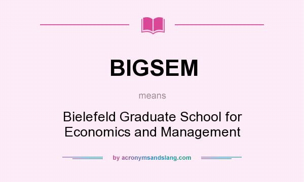 What does BIGSEM mean? It stands for Bielefeld Graduate School for Economics and Management