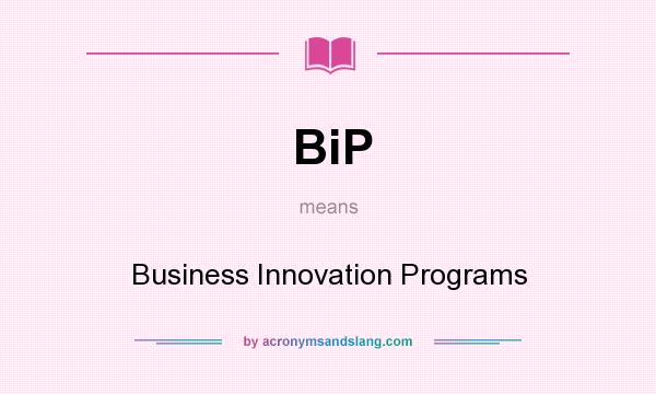 What does BiP mean? It stands for Business Innovation Programs