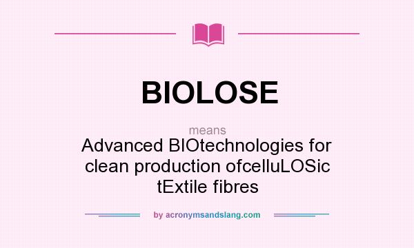 What does BIOLOSE mean? It stands for Advanced BIOtechnologies for clean production ofcelluLOSic tExtile fibres