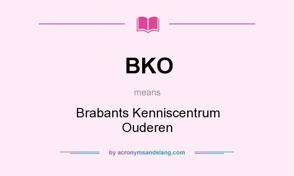 What does BKO mean? It stands for Brabants Kenniscentrum Ouderen
