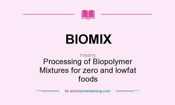 What does BIOMIX mean? It stands for Processing of Biopolymer Mixtures for zero and lowfat foods