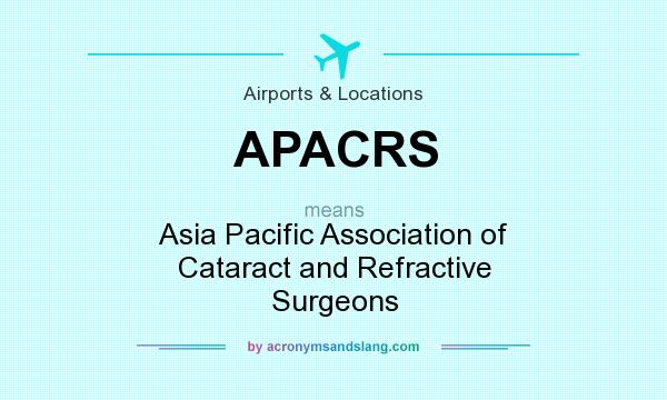 What does APACRS mean? It stands for Asia Pacific Association of Cataract and Refractive Surgeons