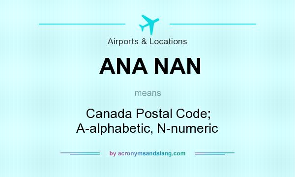 What does ANA NAN mean? It stands for Canada Postal Code; A-alphabetic, N-numeric