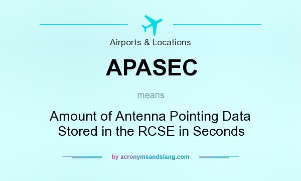 What does APASEC mean? It stands for Amount of Antenna Pointing Data Stored in the RCSE in Seconds