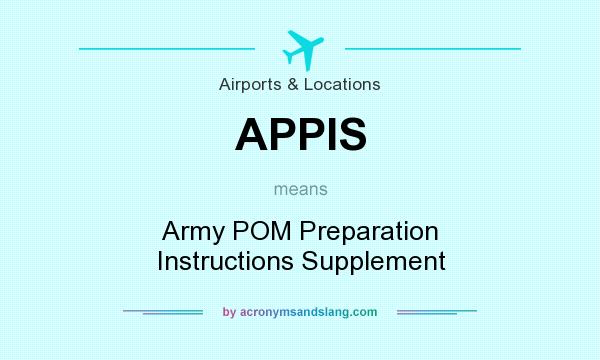 What does APPIS mean? It stands for Army POM Preparation Instructions Supplement