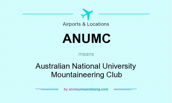 What does ANUMC mean? It stands for Australian National University Mountaineering Club