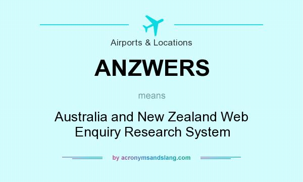 What does ANZWERS mean? It stands for Australia and New Zealand Web Enquiry Research System