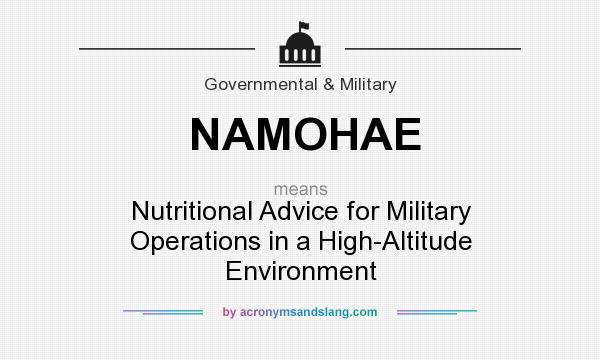 What does NAMOHAE mean? It stands for Nutritional Advice for Military Operations in a High-Altitude Environment