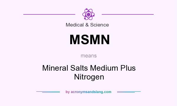 What does MSMN mean? It stands for Mineral Salts Medium Plus Nitrogen
