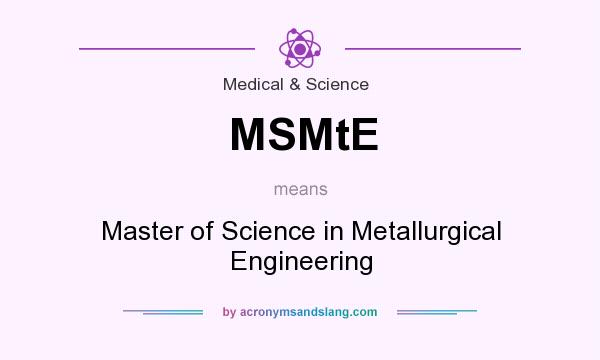 What does MSMtE mean? It stands for Master of Science in Metallurgical Engineering