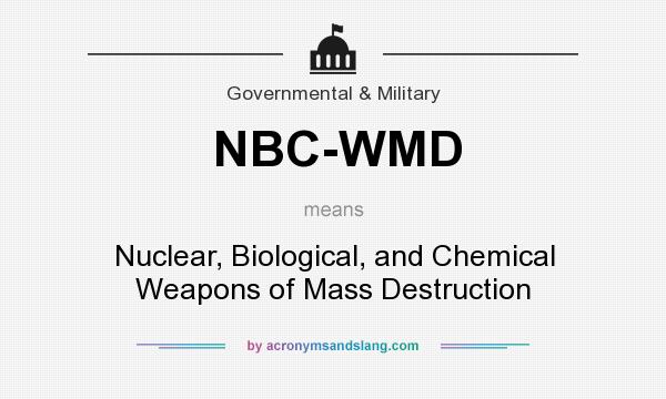 What does NBC-WMD mean? It stands for Nuclear, Biological, and Chemical Weapons of Mass Destruction