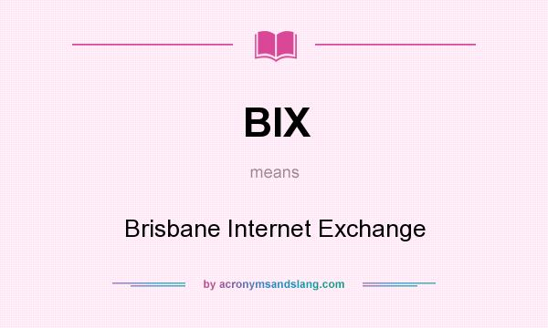 What does BIX mean? It stands for Brisbane Internet Exchange