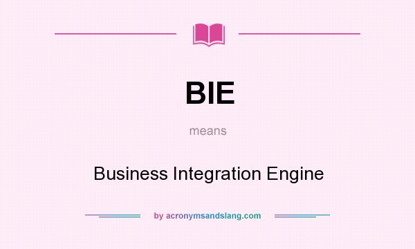 What does BIE mean? It stands for Business Integration Engine