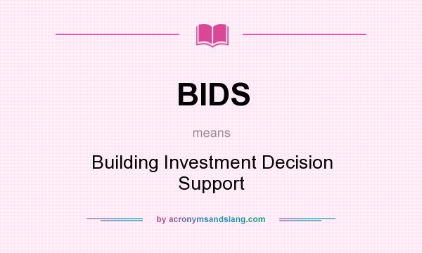 What does BIDS mean? It stands for Building Investment Decision Support