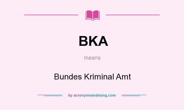 What does BKA mean? It stands for Bundes Kriminal Amt