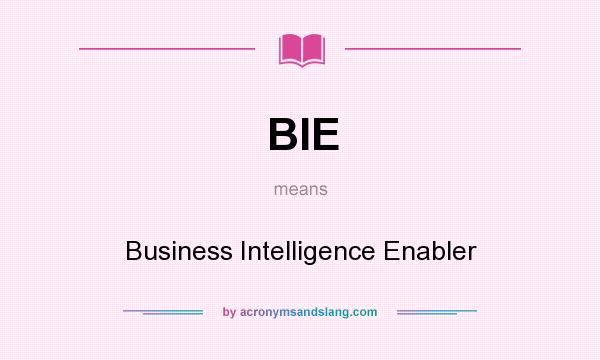 What does BIE mean? It stands for Business Intelligence Enabler