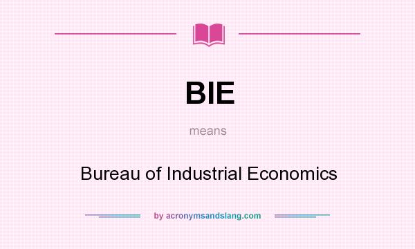 What does BIE mean? It stands for Bureau of Industrial Economics