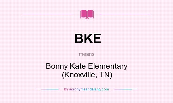 What does BKE mean? It stands for Bonny Kate Elementary (Knoxville, TN)