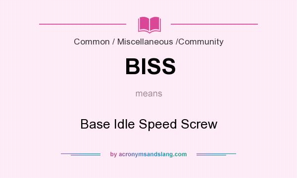 What does BISS mean? It stands for Base Idle Speed Screw
