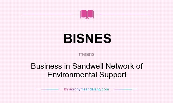 What does BISNES mean? It stands for Business in Sandwell Network of Environmental Support