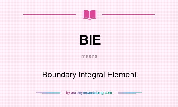 What does BIE mean? It stands for Boundary Integral Element
