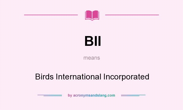 What does BII mean? It stands for Birds International Incorporated