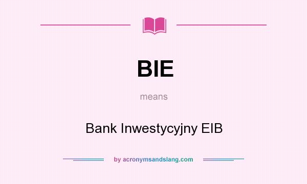 What does BIE mean? It stands for Bank Inwestycyjny EIB