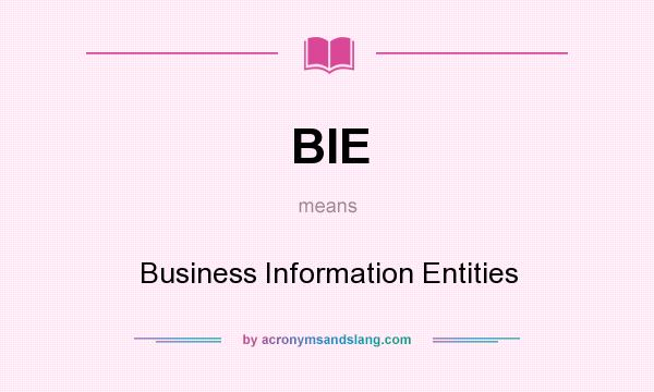 What does BIE mean? It stands for Business Information Entities