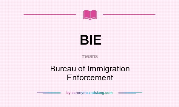 What does BIE mean? It stands for Bureau of Immigration Enforcement