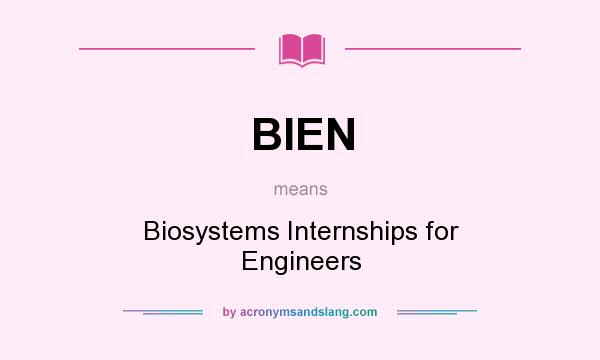 What does BIEN mean? It stands for Biosystems Internships for Engineers