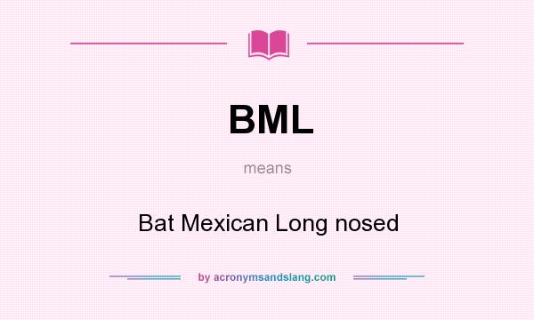 What does BML mean? It stands for Bat Mexican Long nosed