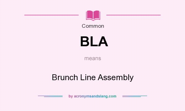 What does BLA mean? It stands for Brunch Line Assembly