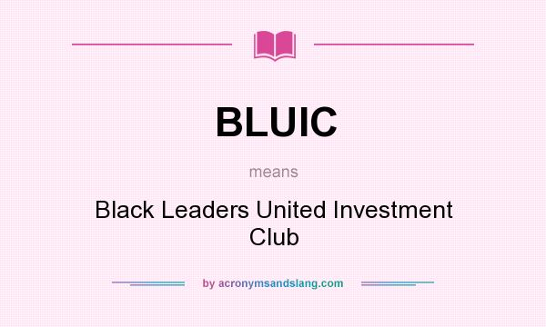 What does BLUIC mean? It stands for Black Leaders United Investment Club