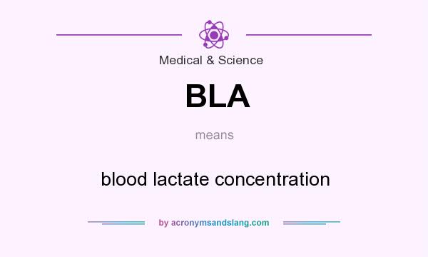 What does BLA mean? It stands for blood lactate concentration