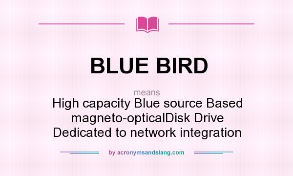 What does BLUE BIRD mean? It stands for High capacity Blue source Based magneto-opticalDisk Drive Dedicated to network integration