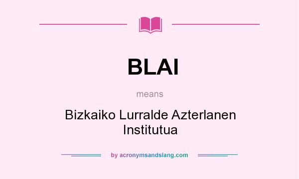 What does BLAI mean? It stands for Bizkaiko Lurralde Azterlanen Institutua