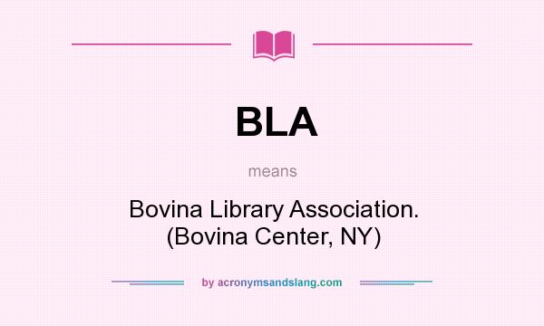 What does BLA mean? It stands for Bovina Library Association. (Bovina Center, NY)