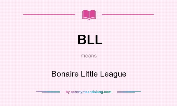 What does BLL mean? It stands for Bonaire Little League
