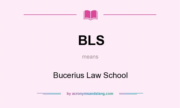 What does BLS mean? It stands for Bucerius Law School