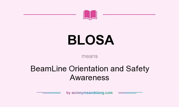 What does BLOSA mean? It stands for BeamLine Orientation and Safety Awareness